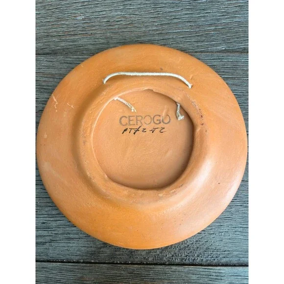 Cerogo Santo Domingo Terra Cotta Hand Painted Sunset BOHO Pottery Wall Plaque - Picture 3 of 6